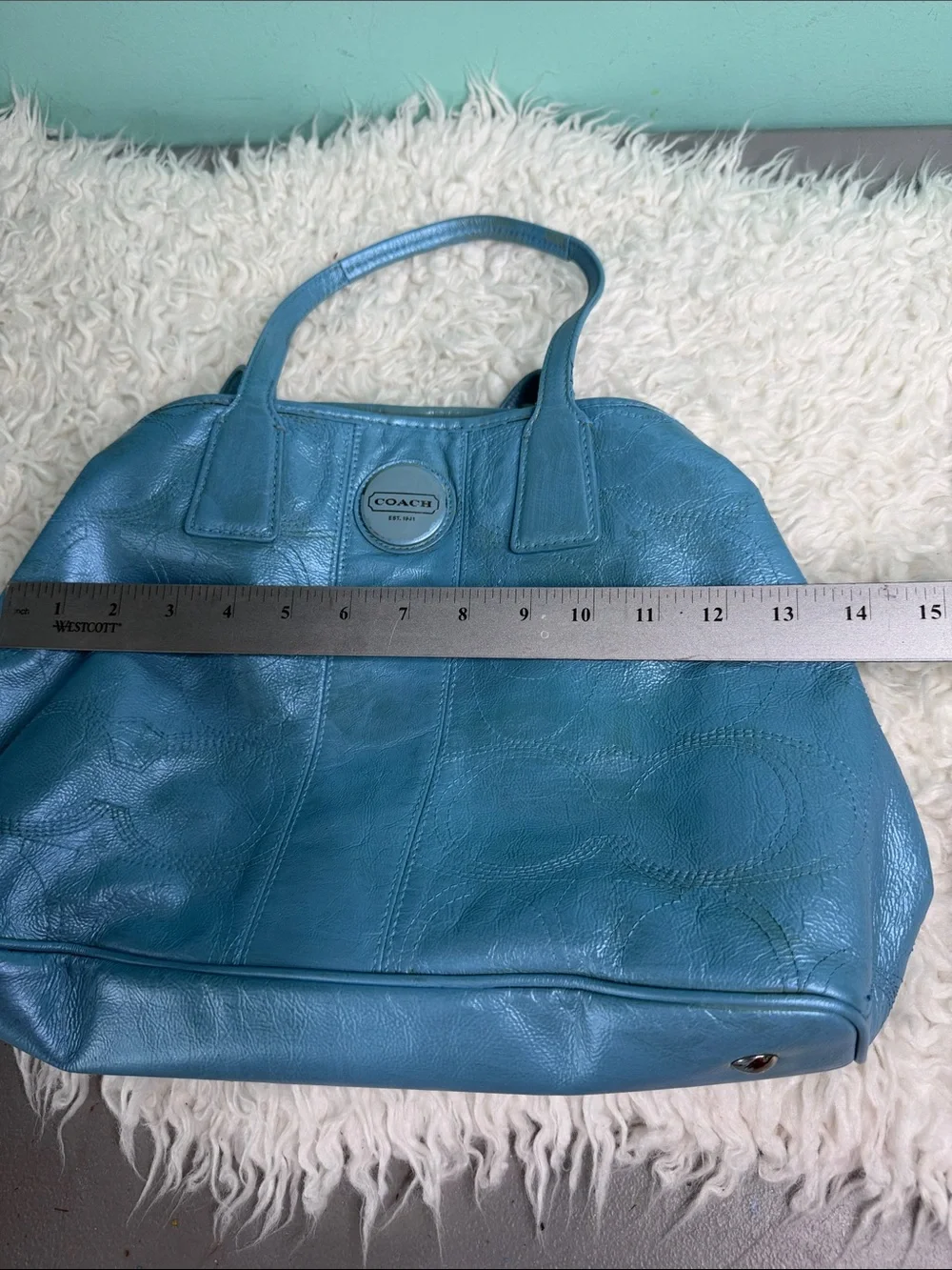 Coach Teal Blue Leather Satchel